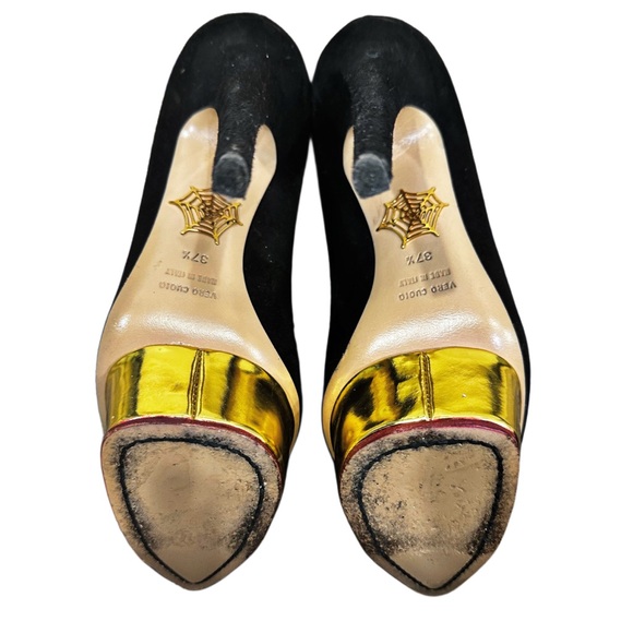 Black Suede Charlotte Olympia Dolly Platforms - Picture 4 of 5